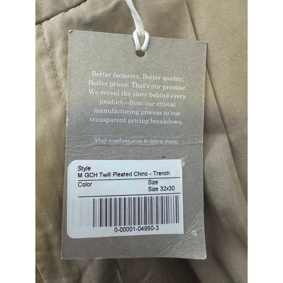 Everlane The Relaxed Chino Pant, Khaki Beige, New - Picture 7 of 8